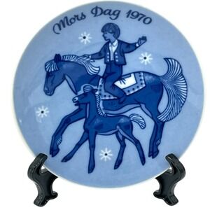 Porsgrund 1970 Mother's Day Plate First Issue Limited Edition Norway Blue Horse